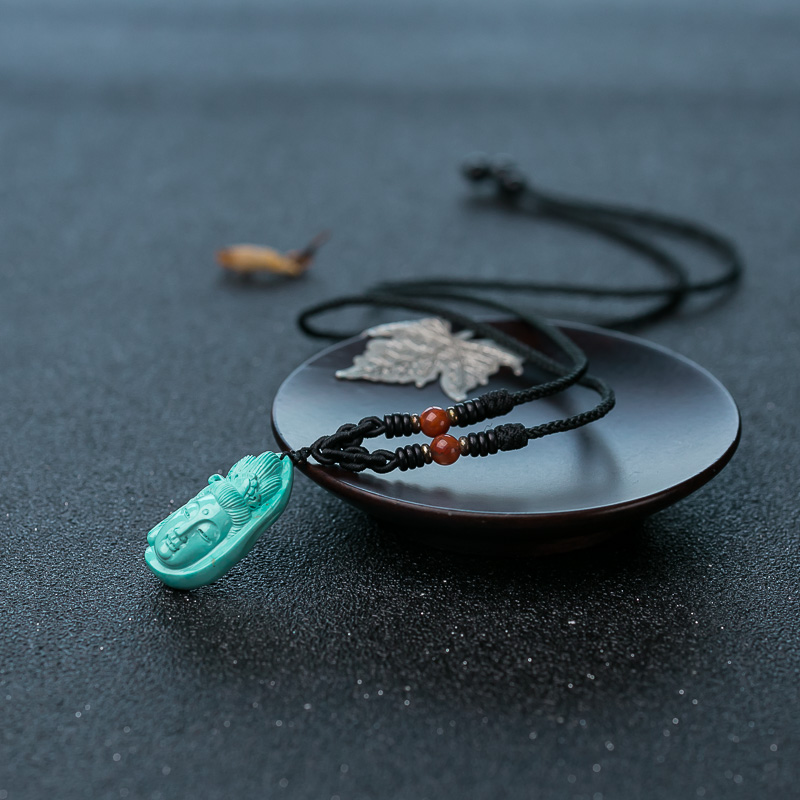 蓝绿松石观音吊坠-红掌柜