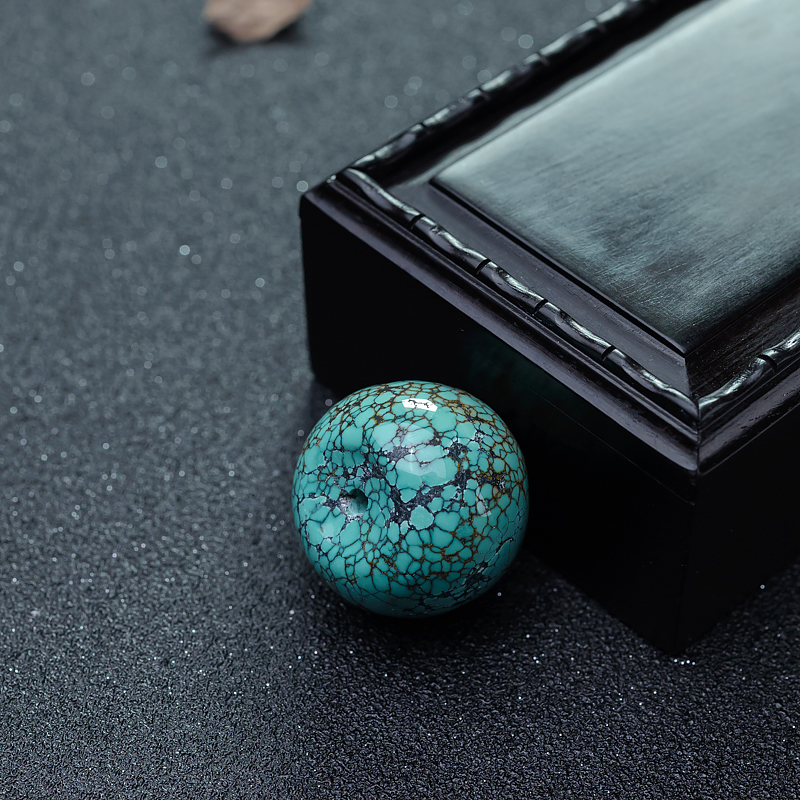 乌兰花蓝绿绿松石平安扣吊坠-红掌柜