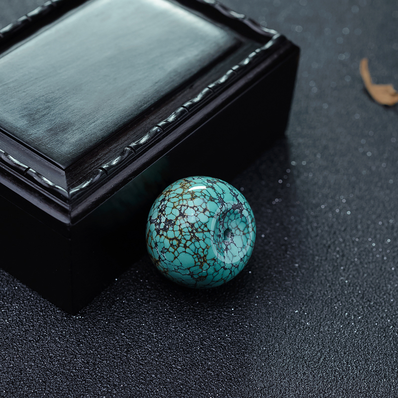 高瓷蓝绿绿松石平安扣吊坠-红掌柜