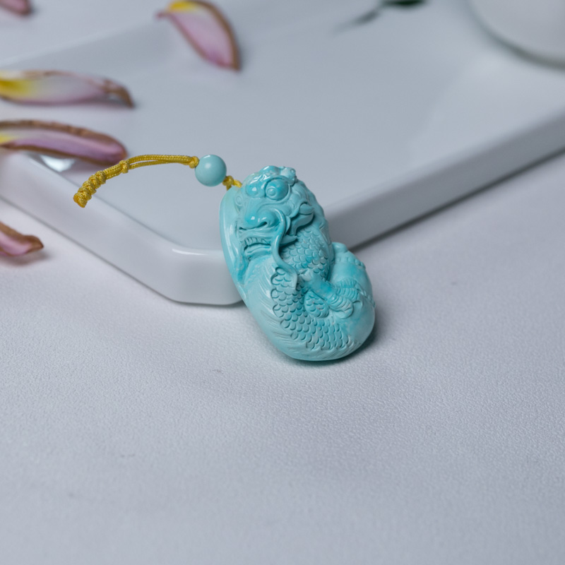 高瓷浅蓝绿松石吊坠-红掌柜