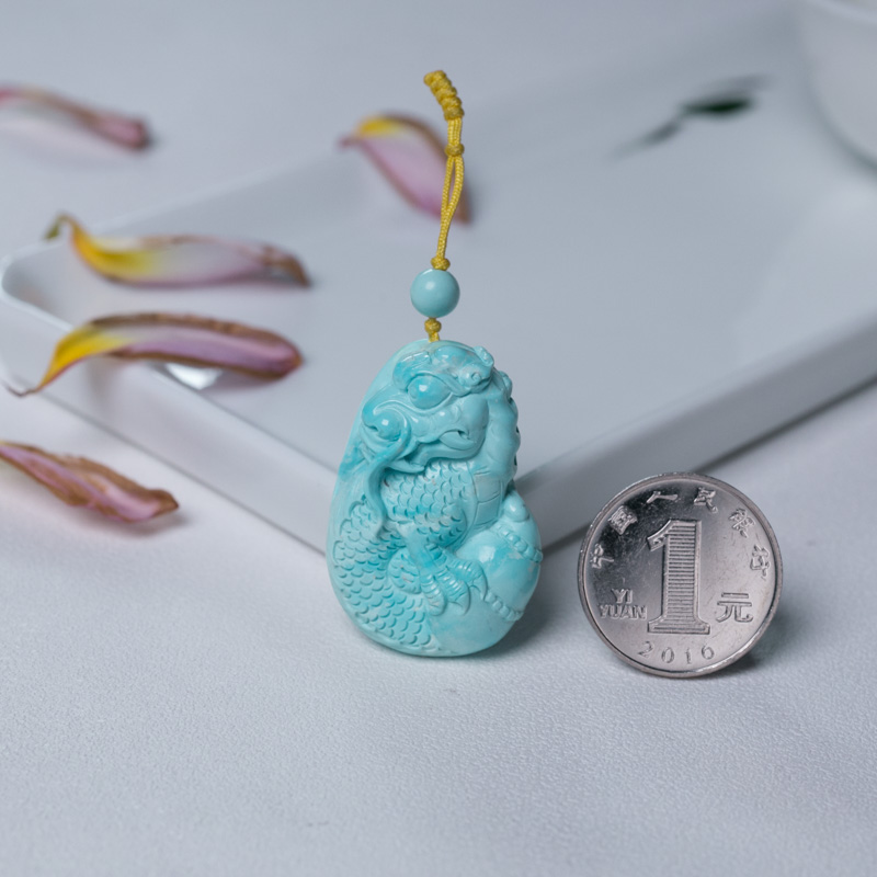 高瓷浅蓝绿松石神龙-红掌柜