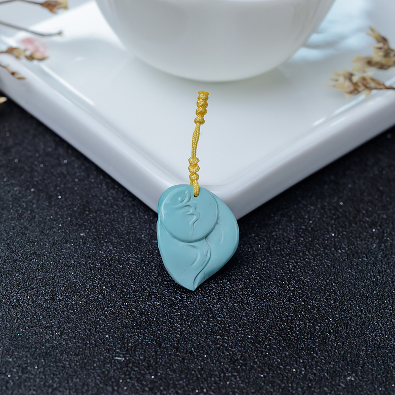 湖北天然浅蓝绿松石寿星吊坠-红掌柜