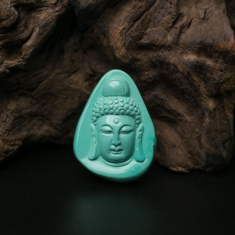 高瓷蓝绿松石观音吊坠-红掌柜