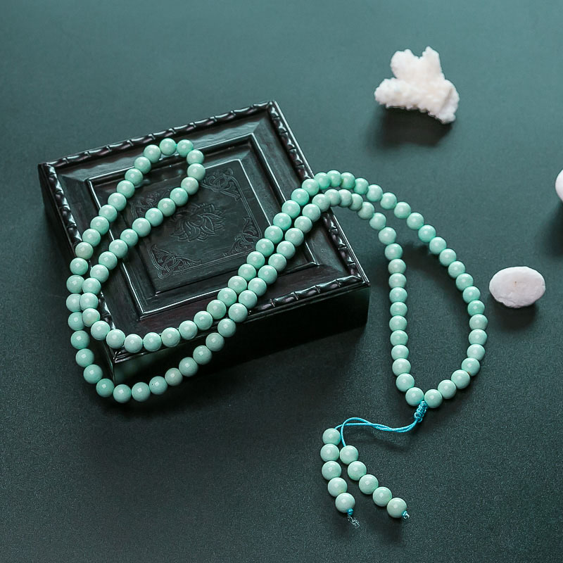 浅蓝绿松石108佛珠-红掌柜