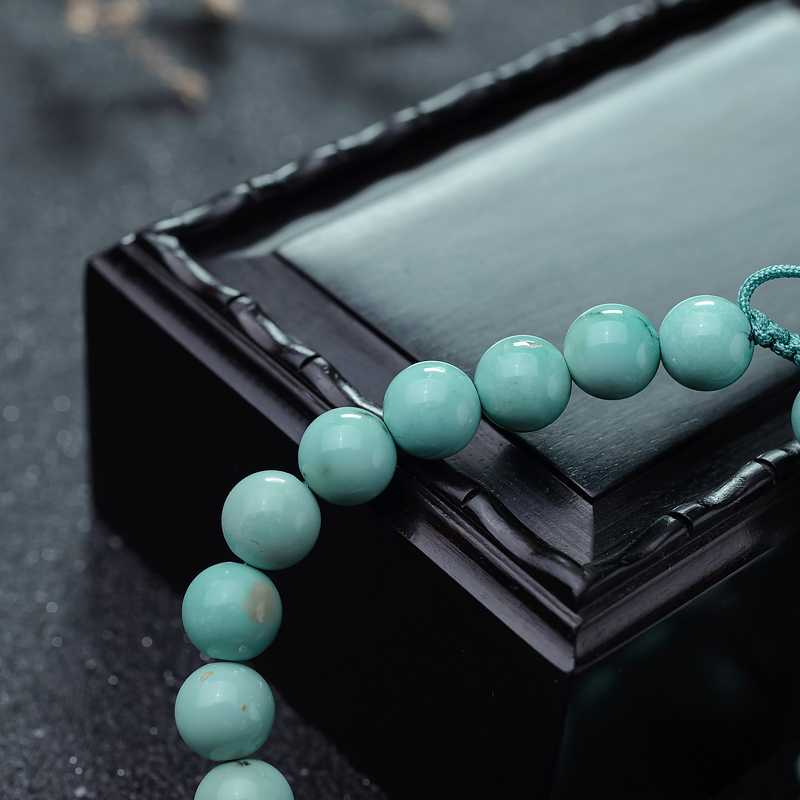 中高瓷蓝绿松石手串-红掌柜