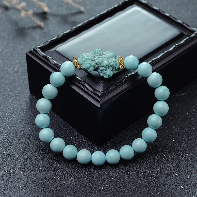 浅蓝绿松石单圈手串-红掌柜
