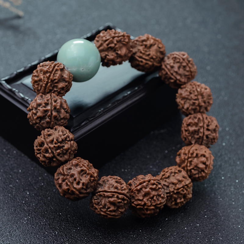 中高瓷铁线蓝绿松石单圈手串-红掌柜