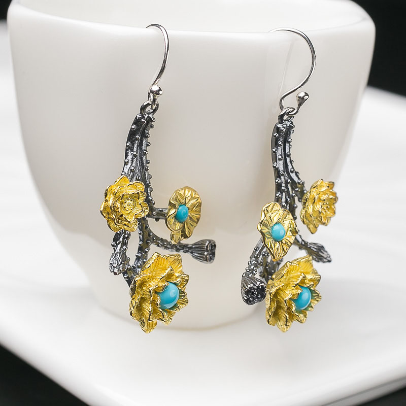 银镶天然原矿美松耳坠-红掌柜