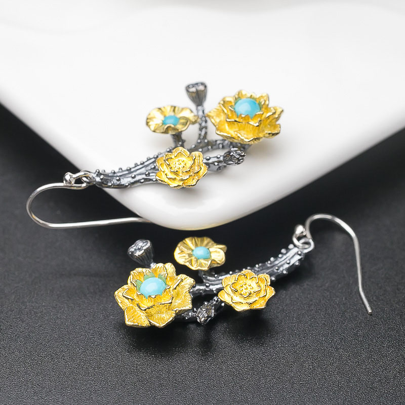 银镶美国天然美松耳坠-红掌柜