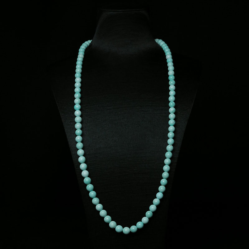 湖北天然中瓷浅蓝绿松石长链-红掌柜