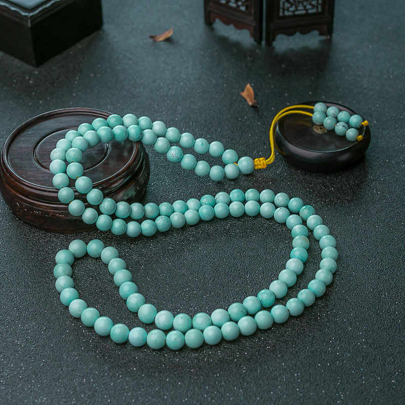 湖北天然浅蓝绿松石长链-红掌柜