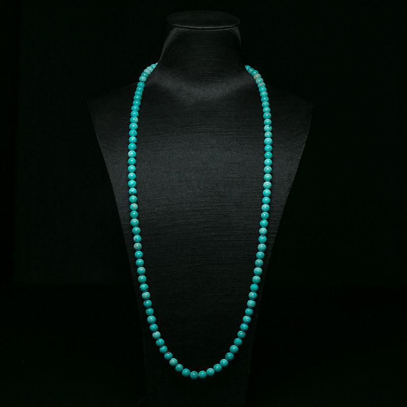 湖北天然中高瓷铁线蓝绿松石108佛珠-红掌柜