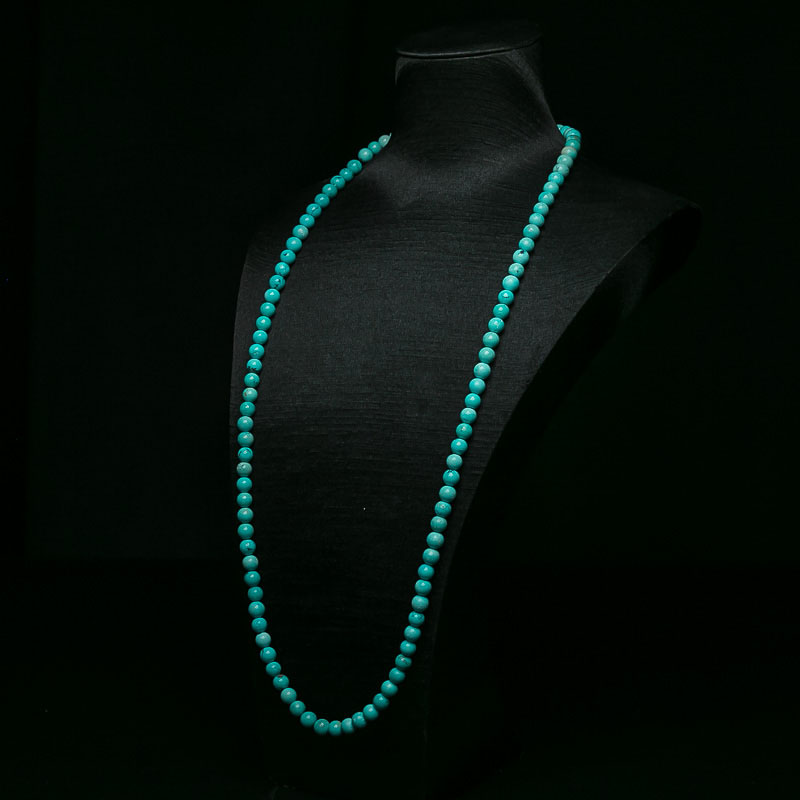 天然中高瓷铁线蓝绿松石108佛珠-红掌柜