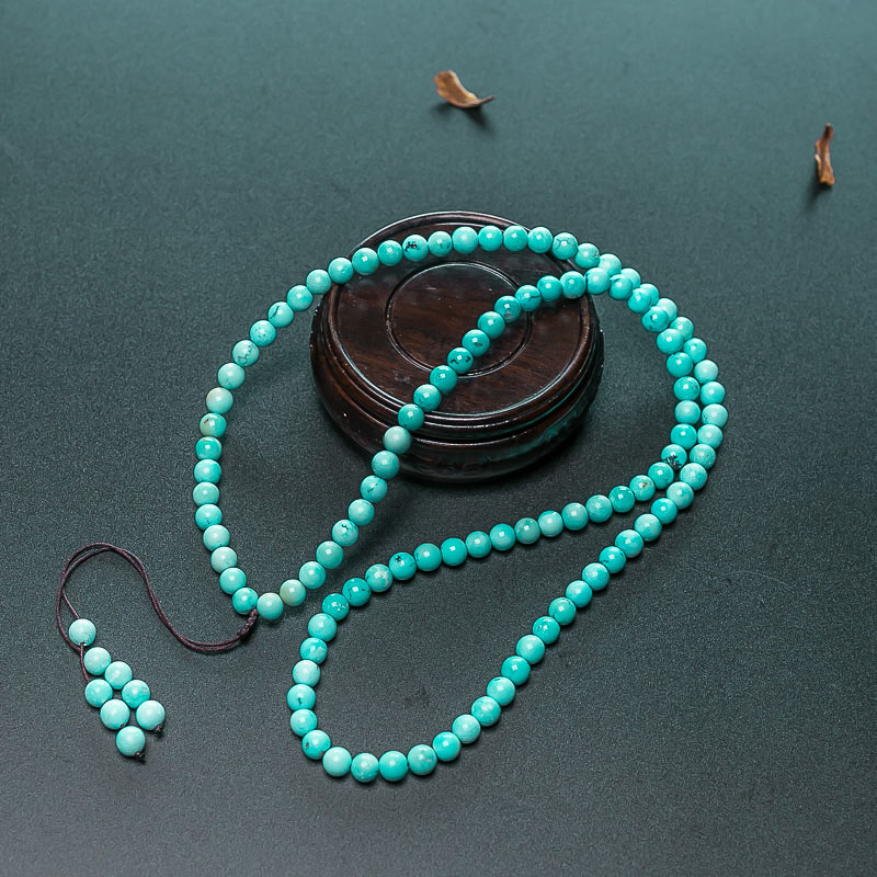 湖北天然蓝绿松石108佛珠-红掌柜