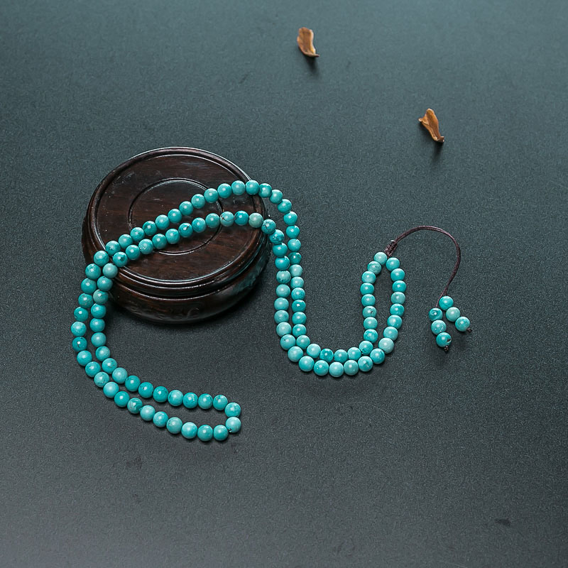 湖北天然蓝绿绿松石珠链-红掌柜