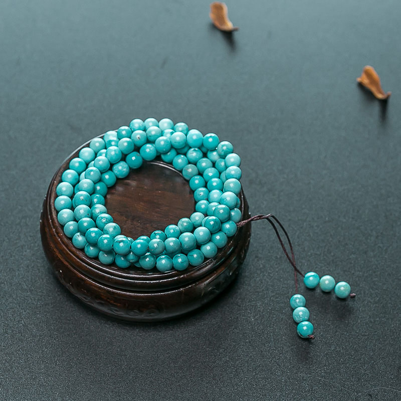 湖北天然中高瓷铁线绿松石珠链-红掌柜
