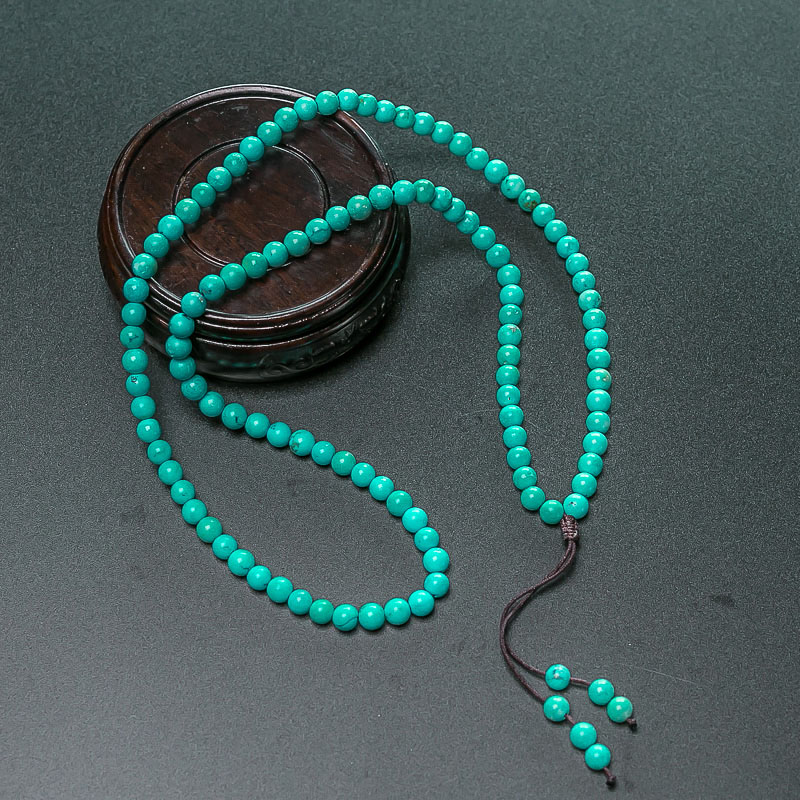 湖北天然中高瓷绿松石珠链-红掌柜