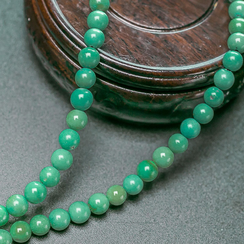 中高瓷铁线蓝绿绿松石珠链-红掌柜
