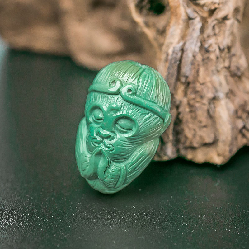 天然高瓷蓝绿绿松石孙悟空背云-红掌柜