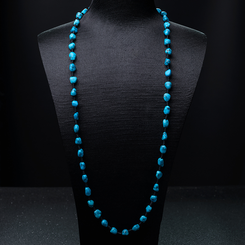 中瓷乌兰花蓝绿松石随型毛衣链-红掌柜