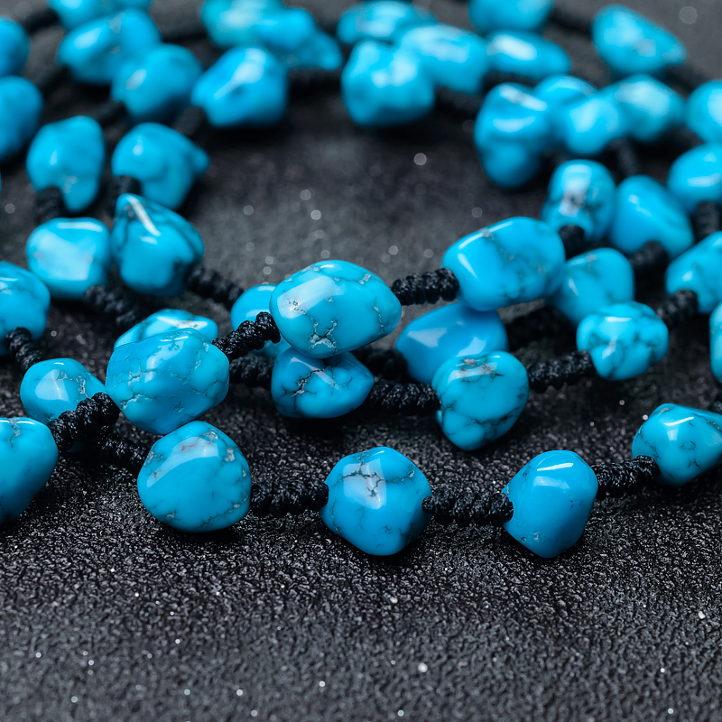 乌兰花蓝绿松石毛衣链-红掌柜