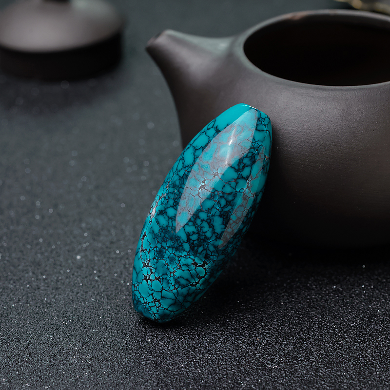 乌兰花蓝绿绿松石随型吊坠-红掌柜