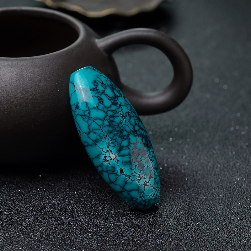 中高瓷蓝绿绿松石随型吊坠-红掌柜