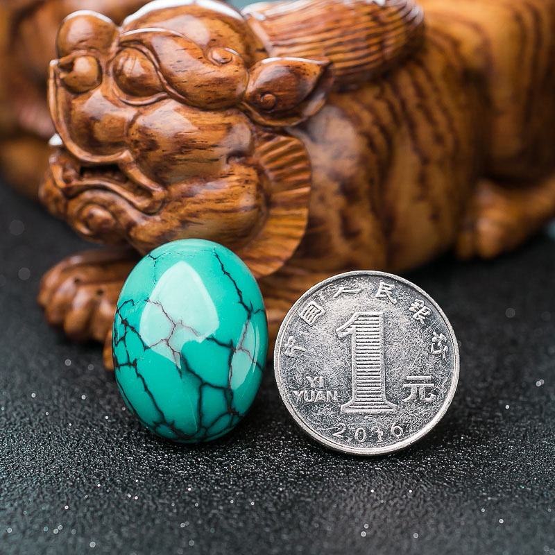 高瓷绿松石蛋面形戒面-红掌柜