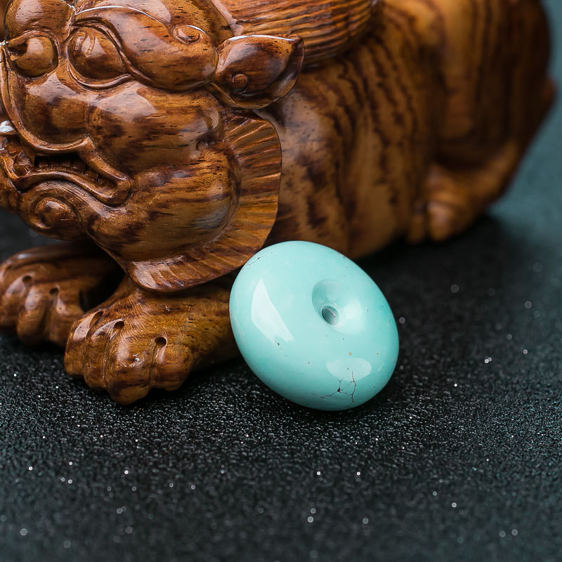 湖北高瓷铁线浅蓝绿松石平安扣吊坠-红掌柜