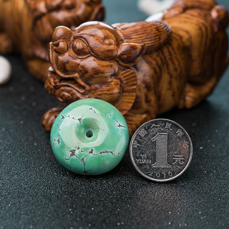 蓝绿绿松石平安扣吊坠-红掌柜