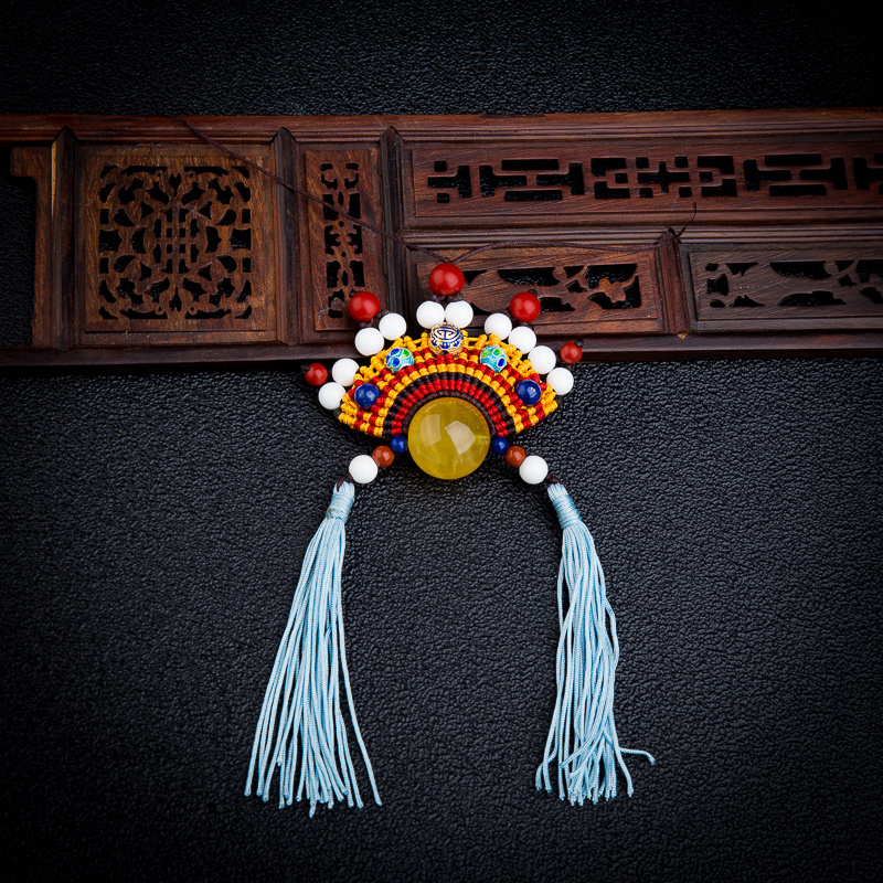 18mm鸡油黄金绞蜜云冠吊坠-红掌柜