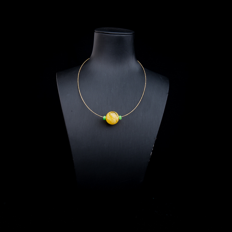 18mm鸡油黄金绞蜜圆珠项链-红掌柜