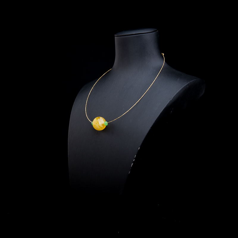 鸡油黄金绞蜜圆珠项链-红掌柜