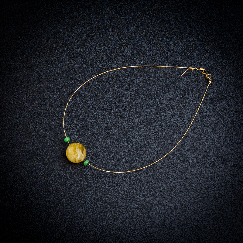 天然金绞蜜圆珠项链-红掌柜