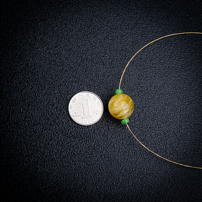 鸡油黄金绞蜜圆珠项链-红掌柜
