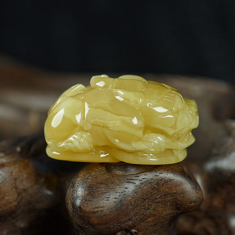 鸡油黄蜜蜡貔貅吊坠 - 红掌柜珠宝