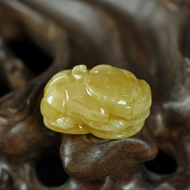 鸡油黄蜜蜡貔貅吊坠 - 红掌柜珠宝