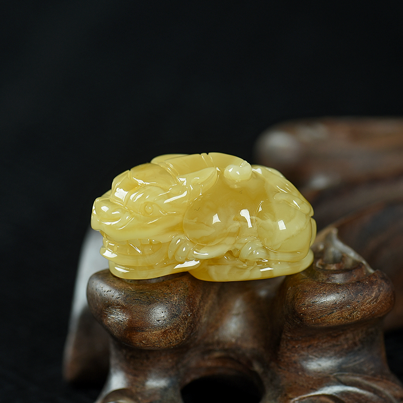 鸡油黄蜜蜡貔貅吊坠 - 红掌柜珠宝