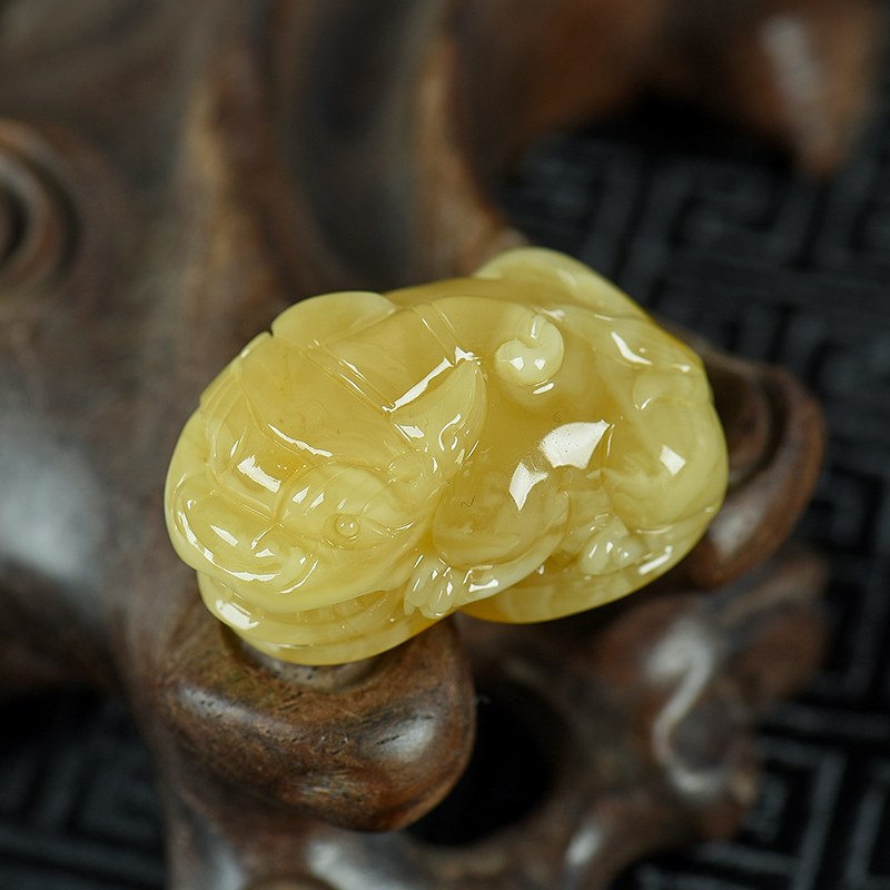 鸡油黄蜜蜡貔貅吊坠 - 红掌柜珠宝