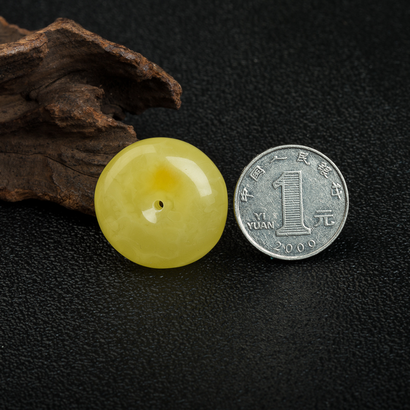 天然波罗的海鸡油黄蜜蜡平安扣吊坠-红掌柜