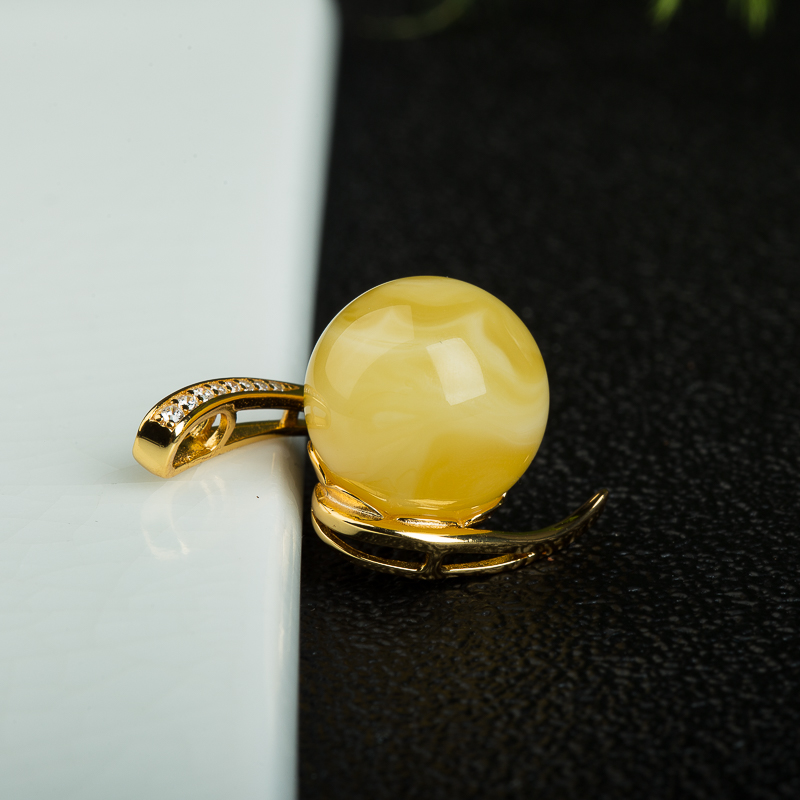 波罗的海鸡油黄蜜蜡吊坠-红掌柜