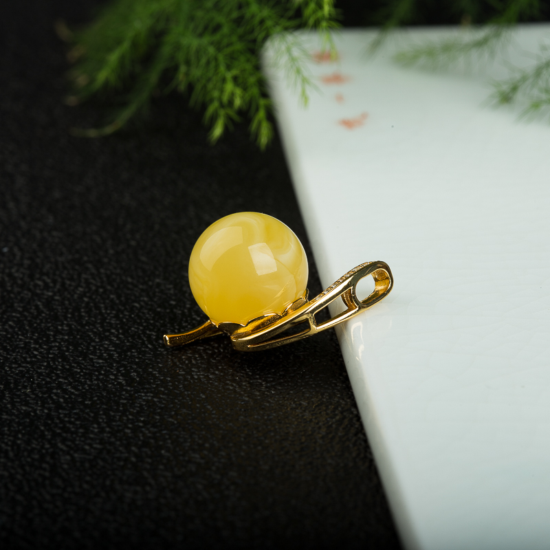 银镶天然波罗的海蜜蜡吊坠-红掌柜