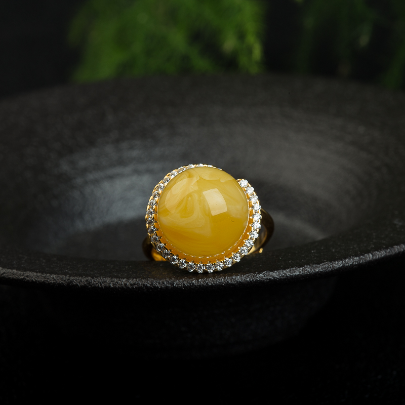 白花蜜圆珠戒指-红掌柜