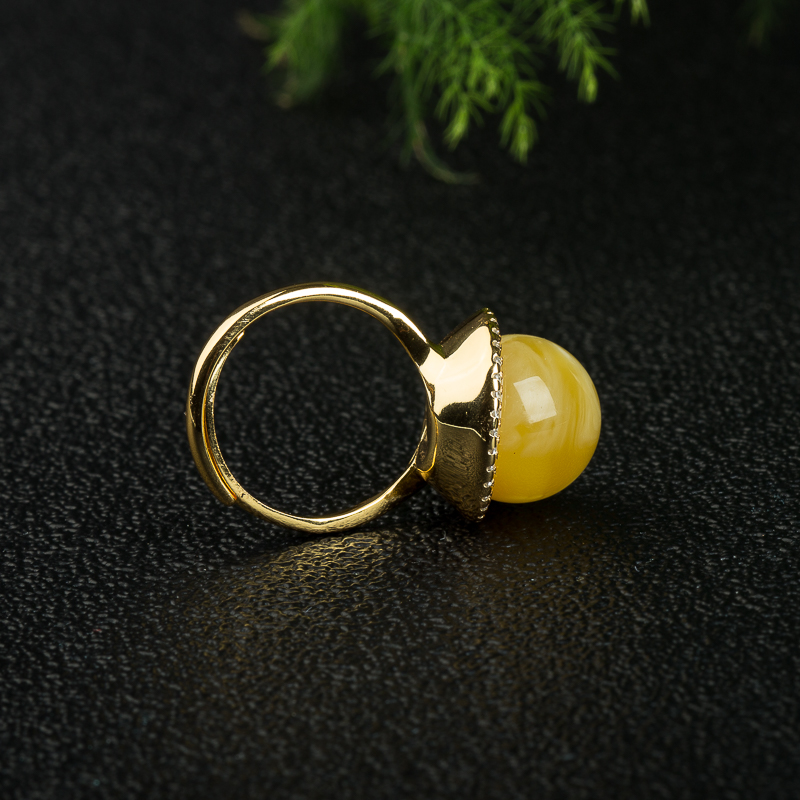 银镶波罗的海白花蜜圆珠戒指-红掌柜