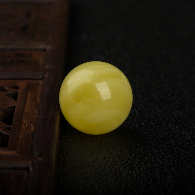 天然鸡油黄蜜蜡圆珠-红掌柜