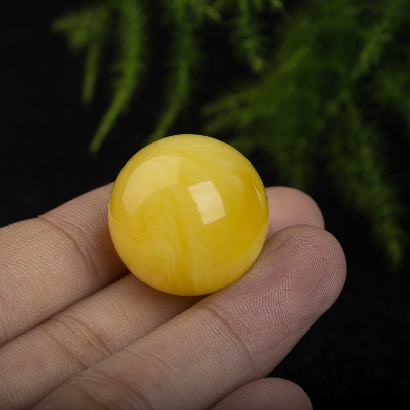 天然波罗的海鸡油黄蜜蜡圆珠-红掌柜