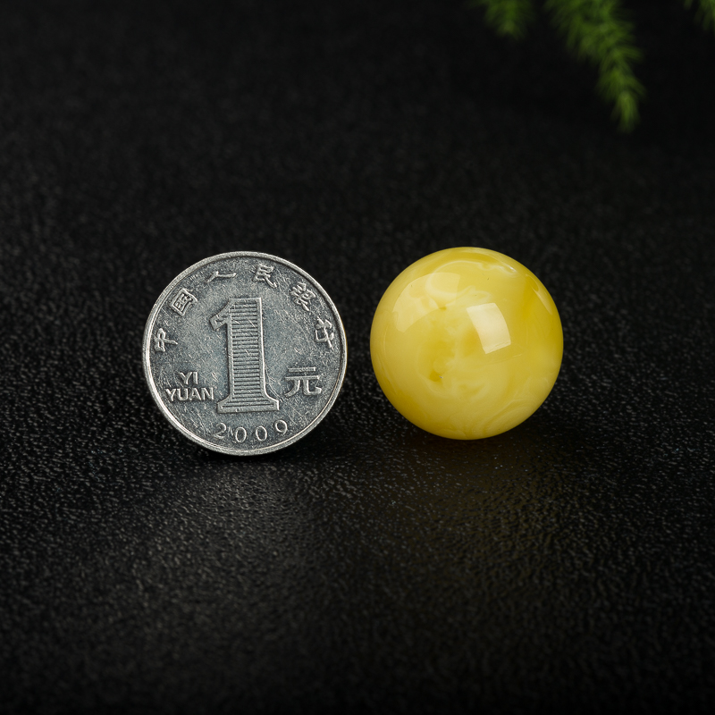 23.52mm天然波罗的海鸡油黄蜜蜡圆珠-红掌柜