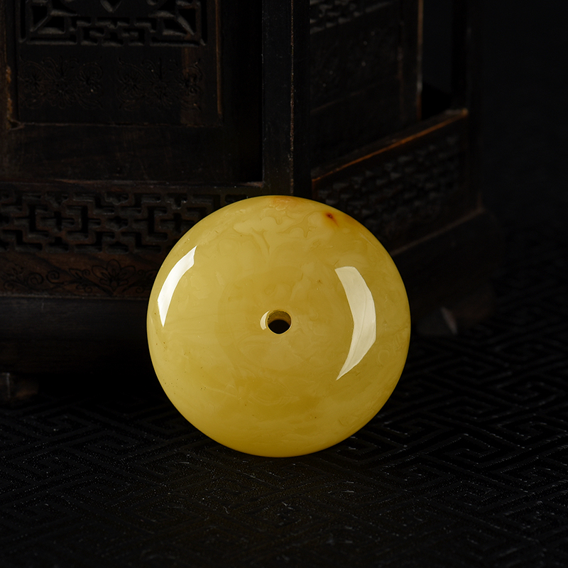 波罗的海天然鸡油黄蜜蜡平安扣吊坠-红掌柜