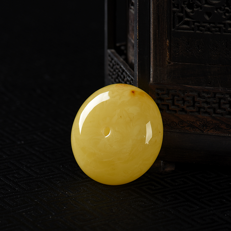 波罗的海鸡油黄蜜蜡平安扣吊坠-红掌柜