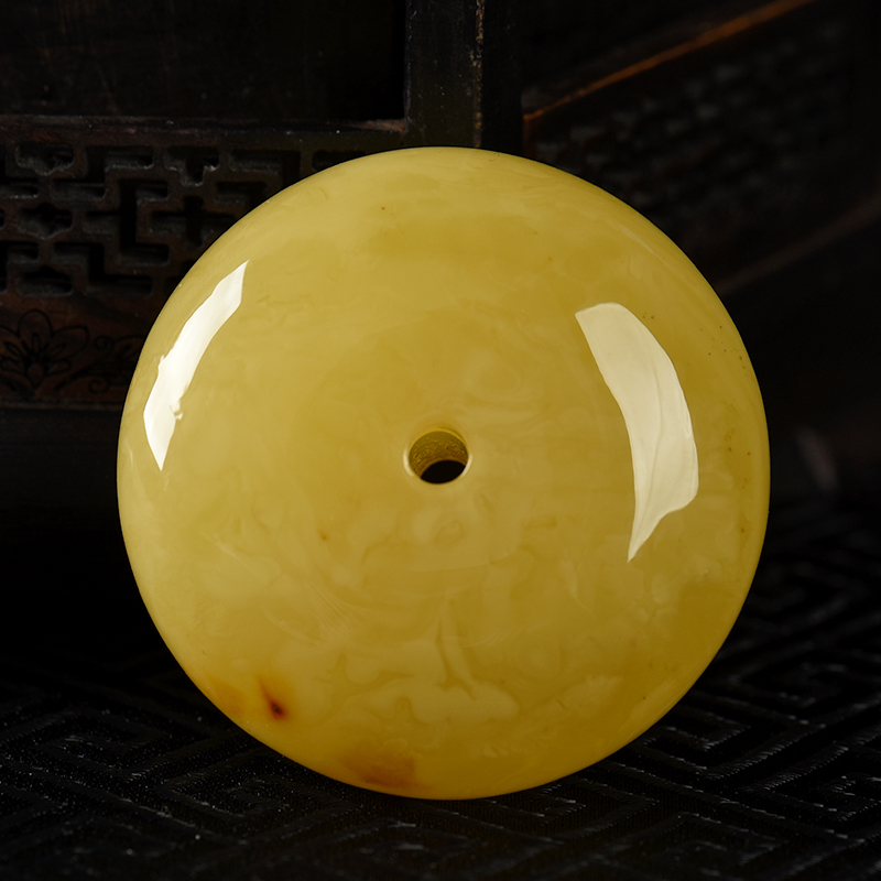 鸡油黄蜜蜡平安扣吊坠-红掌柜